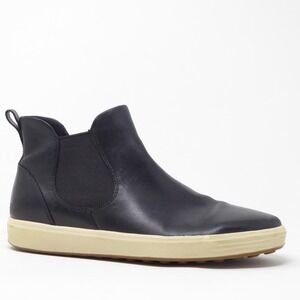 ECCO Womens Black Leather Soft 7 Chelsea Sneaker Bootie Size 41 EU / 10-10.5 US